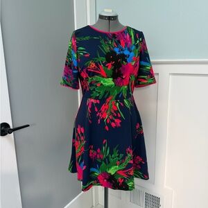 Vince Camuto Navy Floral Fit and Flare Dress 12